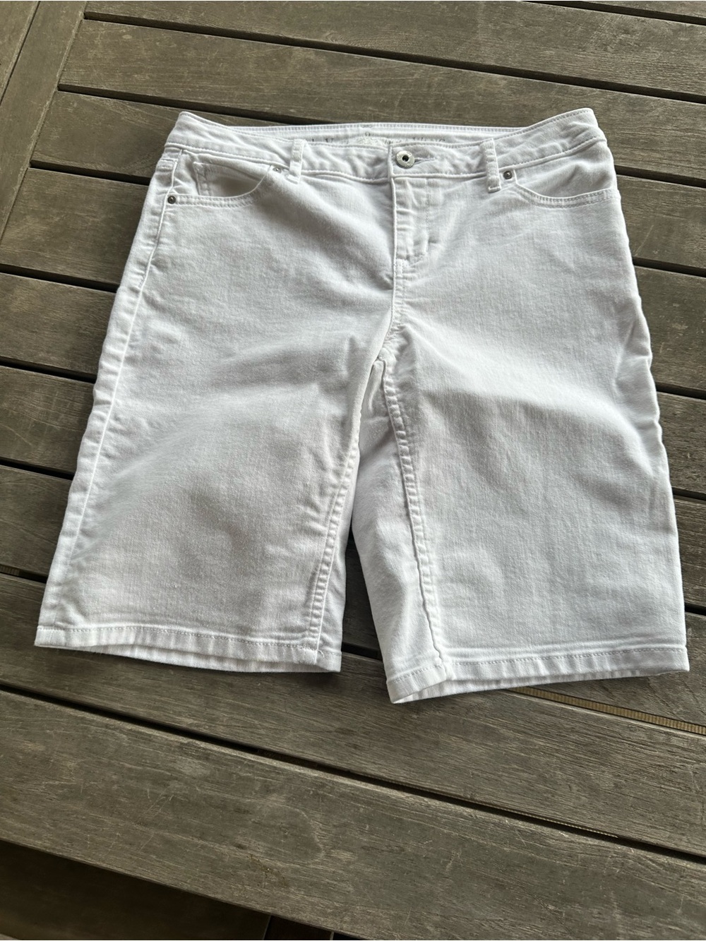 Vera Wang White Denim Bermuda Shorts